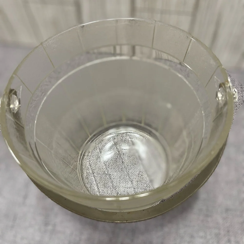 Vintage Anchor Hocking Glass Ice Bucket with Handle